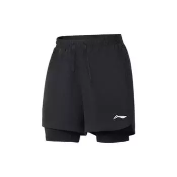 Li-Ning Quick-Dry Double-Layer Anti-Embarrassment Hot Spring Leisure Beach Shorts Unisex Shorts Black LN-LSKV607-1 S
