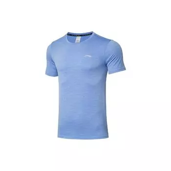 Li-Ning Quick-Dry Fitness Sports Round Neck Short Sleeve T-Shirt Men Tops Blue ATSR257-2 M