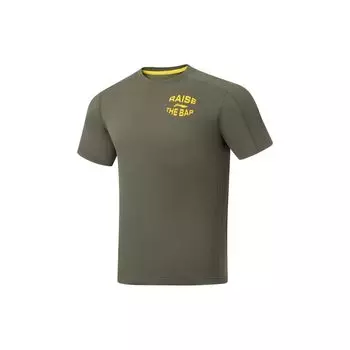 Li-Ning Быстросохнущая футболка с коротким рукавом с буквенным принтом, мужские топы, зеленый в стиле милитари ATST049-4 M