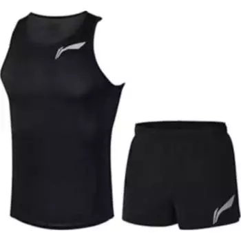 Li-Ning Quick-Dry Round Neck Sleeveless T-Shirt And Shorts Running Training Casual Sports Suit Men suit YATU081-2 S