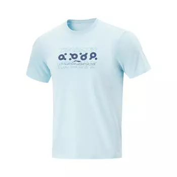 Li-Ning Quick-Dry Sports Printed Short Sleeve T-Shirt Unisex Tops Light-Sky-Blue AHSV103-2 XL