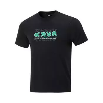 Li-Ning Quick-Dry Sports Printed Short Sleeve T-Shirt Unisex Tops Black AHSV103-1 S