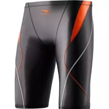 Li-Ning Quick-Dry Sun Protection Logo Swim Shorts Men swimwear Black Orange LNKT435-1 M