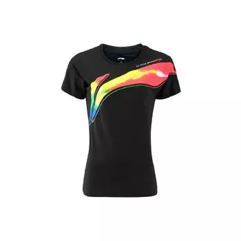 Li-Ning Quick-Dry Sweat-Absorbing Casual Sports Short Sleeve T-Shirt Women Tops Black AHSQ158-2 L