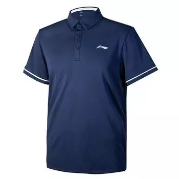 Li-Ning Quick-Dry Training Printed Casual Polo Slim Fit Straight-Cut Short Sleeve T-Shirt Unisex Tops Deep-Sea-Navy APLU965-3 XS