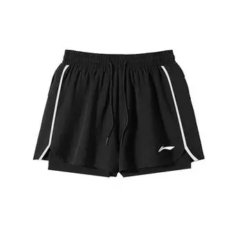 Li-Ning Quick-Drying Breathable Cool Ice Silk Comfortable Anti-Exposure Double-Layer Reflective Stripes Sports Shorts Women shorts DACH211-2 M