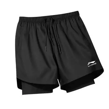 Li-Ning Quick-Drying Breathable Faux Two-Piece Double-Layer Anti-Awkwardness Sports Shorts Unisex shorts XMX607-1 M
