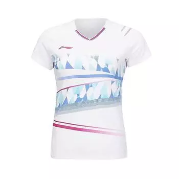 Li-Ning Quick-Drying Breathable V-Neck Slim Fit Short Sleeve T-Shirt Women Tops Standard-White AAYU132-2 S