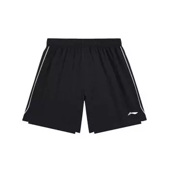 Li-Ning Reflective Striped Breathable Quick-Dry Comfortable Versatile Sports Lace-Up Cycling Shorts Unisex shorts Black AAPR031-1 M
