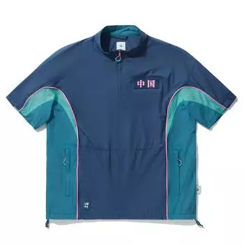 Li Ning Reignite Series Цветной блок Полумолния Воротник-стойка Удобная Дышащая Свободная Футболка с коротким рукавом Унисекс Топы APLU929-2 2XL