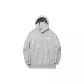 Li Ning Reignite Series Logo Star Print Loose Pullover Hoodie Men Hoodies Flower-Gray AWDU355-1 XL