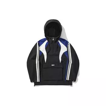 Li Ning Reignite Series Полосатый сплайсированный свитер с капюшоном Свободная спортивная ветровка унисекс ветровка черного цвета AFDU273-1 XL