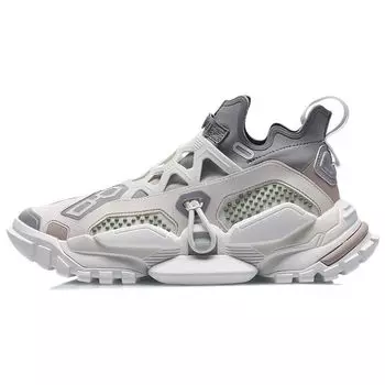 Li-Ning Reignite Удобные нескользящие износостойкие легкие низкие папины туфли унисекс кроссовки белые серые AGBQ102-1 36