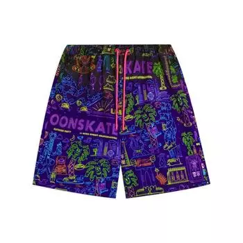 Li-Ning Свободные повседневные шорты с мультяшным принтом в стиле ретро, мужские разноцветные шорты AKSSB45-1 L