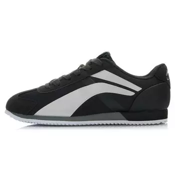 Li-Ning Ретро классическая ткань синтетическая кожа амортизирующие нескользящие износостойкие легкие низкие кроссовки для бега мужские кроссовки черные AGCP337-2 41