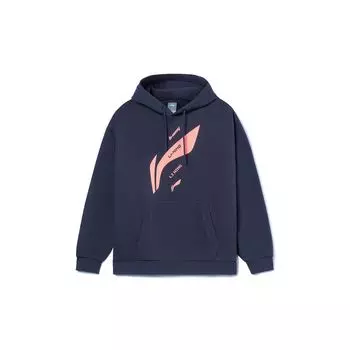 Li Ning Ретро Логотип Принт Свободный Толстовка С Капюшоном Унисекс Толстовка Темно-фиолетовый Серый AWDRD36-9 M