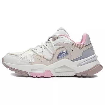 Li Ning Reverse Fantasy Leather Fabric Low-Top Sports Casual Shoes Women Sneakers Pink White AGLR184-2 35