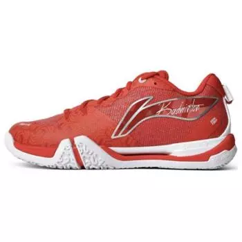 Li Ning резиновые удобные универсальные нескользящие износостойкие низкие кроссовки для бадминтона унисекс красные белые AYZU001-2 36