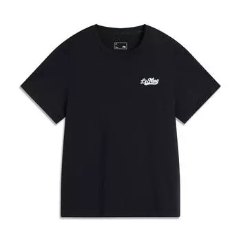 Li-Ning Round Neck Letter Casual Knitted Sports Short Sleeve T-Shirt Women Tops Black AHSU530-3 S