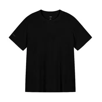 Li-Ning Round Neck Minimalist Versatile Black Basic Loose Sports Casual Short Sleeve T-Shirt Unisex Tops F-AVSV675-1 M