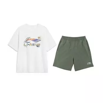 Li-Ning Round Neck Pullover Hand-Painted Logo Fashion Versatile Comfortable Simple Casual Sports Suit Unisex suit YHSV369-1+YKSV147-1 3XL