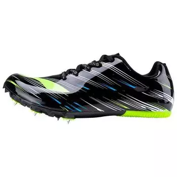 Li-Ning Round Toe Lace-Up Shock Absorbing Non-Slip Low-Top Running Shoes Unisex Sneakers Black Green LJJP165-1 36