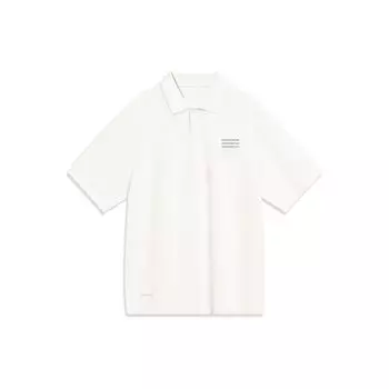 Li-Ning Рубашка поло с коротким рукавом и нашивкой в виде дикой буквы CF Adventure Series, унисекс, цвет белый APLT241-5 XXL