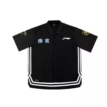 Li-Ning Рубашка поло с надписью Cba Series Nanjing Team на пуговицах, унисекс, черная, ATSUA05-2 L