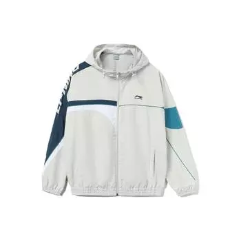 Li Ning Ruffled Spliced Casual Hooded Lightweight Jacket Men Jacket Antarctic-Gray AFDU833-1 XL