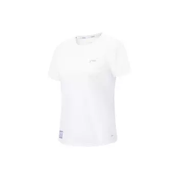 Li-Ning Running Series, быстросохнущая футболка с буквенным логотипом и круглым вырезом, с короткими рукавами, женские топы, стандартный белый ATST520-2 XL