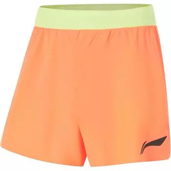 Li Ning Running Series Color Block Logo Mid Belly Belly Quick Dry Straight Sport Shorts Men Shorts Fluorescent-Elon-Orange AKSU003-5 L