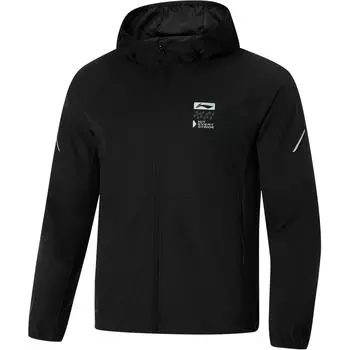 Li-Ning Running Series Letter Zipper Hooded Reflective Ice Feel Comfortable Sun Protection Slim Fit Sports Windbreaker Men Outerwear Black AFDU389-1 3XL