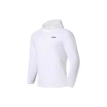 Li-Ning Running Series Logo, однотонная компактная спортивная куртка с капюшоном, мужская верхняя одежда, стандартный белый AFDS365-1 XXL
