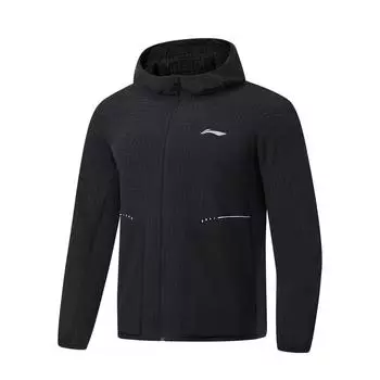 Li Ning Running Series Logo Print Светоотражающая флисовая толстая спортивная куртка Мужские куртки черного цвета AFDT623-1 XXL
