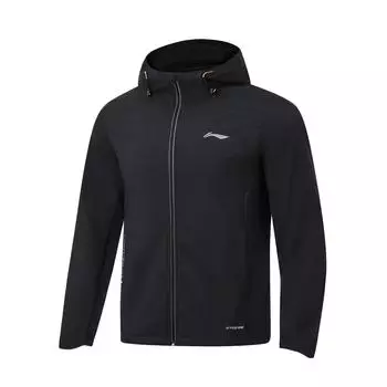 Li Ning Running Series Logo Print Светоотражающая спортивная куртка для мужчин, черные куртки AFDT627-1 XL