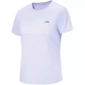 Li Ning Running Series модная удобная дышащая обычная повседневная футболка с коротким рукавом женская топы небесно-голубого цвета ATST352-2