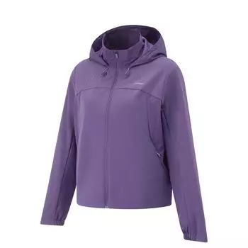 Li Ning Running Series однотонная куртка на молнии с капюшоном, удобная, дышащая, флисовая, теплая, свободная, спортивная, женские куртки, минерально-фиолетовый AFDU348-5 S