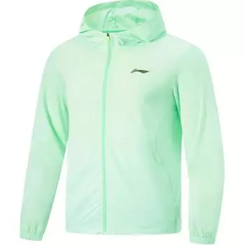 Li Ning Running Series однотонная молния с капюшоном удобная дышащая спортивная ветровка мужская верхняя одежда холодный зеленый AFDU659-5 M