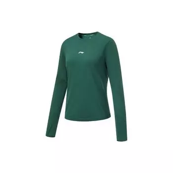 Li-Ning Running Series, однотонная облегающая футболка с длинными рукавами, женские топы, темно-зеленый ATLT082-6 L