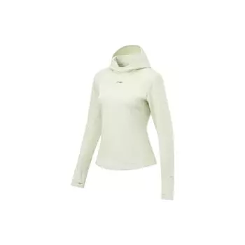 Li Ning Running Series однотонная светоотражающая флисовая теплая толстовка с капюшоном женская толстовка светло-чайно-зеленого цвета ATLT080-5 L