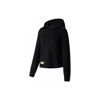 Li Ning Running Series однотонная толстовка с капюшоном и длинным рукавом с логотипом, женские топы, черный цвет ATLT004-3 S