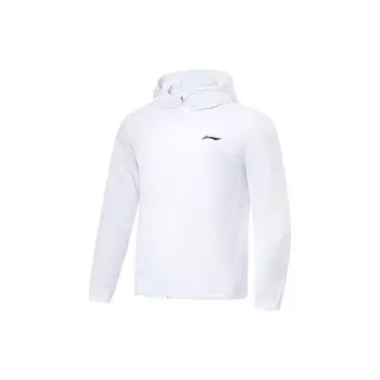 Li Ning Running Series однотонная ветровка на молнии с защитой от солнца мужские куртки белые AFDT185-5 M