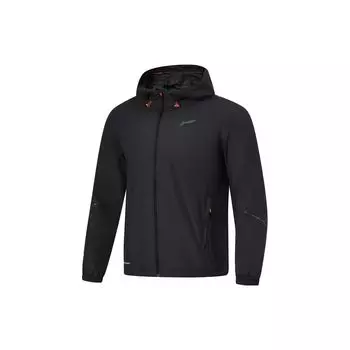 Li Ning Running Series однотонная водонепроницаемая ветровка с капюшоном для мужчин, верхняя одежда, черный цвет AFDU051-1 S