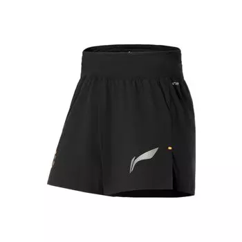 Li Ning Running Series однотонные быстросохнущие дышащие светоотражающие повседневные шорты мужские шорты черные AKSS003-1 3XL