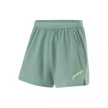 Li Ning Running Series однотонные быстросохнущие прохладные тканые спортивные шорты мужские шорты цвета озера-синего AKSU335-2 XL