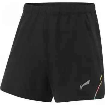 Li Ning Running Series однотонные логотипы средней талии удобные дышащие спортивные шорты с пятью точками мужские шорты черные AKSU957-1 M
