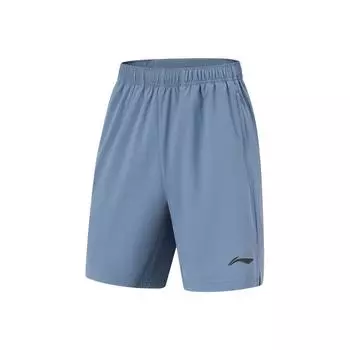 Li Ning Running Series однотонные шорты со средней талией и логотипом, удобные универсальные спортивные шорты для мужчин, темно-синие AKSU339-4 M