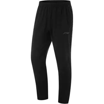 Li Ning Running Series однотонные, со средней посадкой, на шнурке, удобные, дышащие, универсальные, спортивные, длинные брюки, мужские, черные, AYKU109-1 M