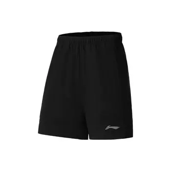 Li Ning Running Series однотонные спортивные шорты с логотипом и принтом, мужские шорты черного цвета AKSS573-3 S