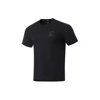 Li Ning Running Series однотонный круглый вырез свитер быстросохнущий дышащий короткий рукав футболка мужские топы черный ATSU191-1 S